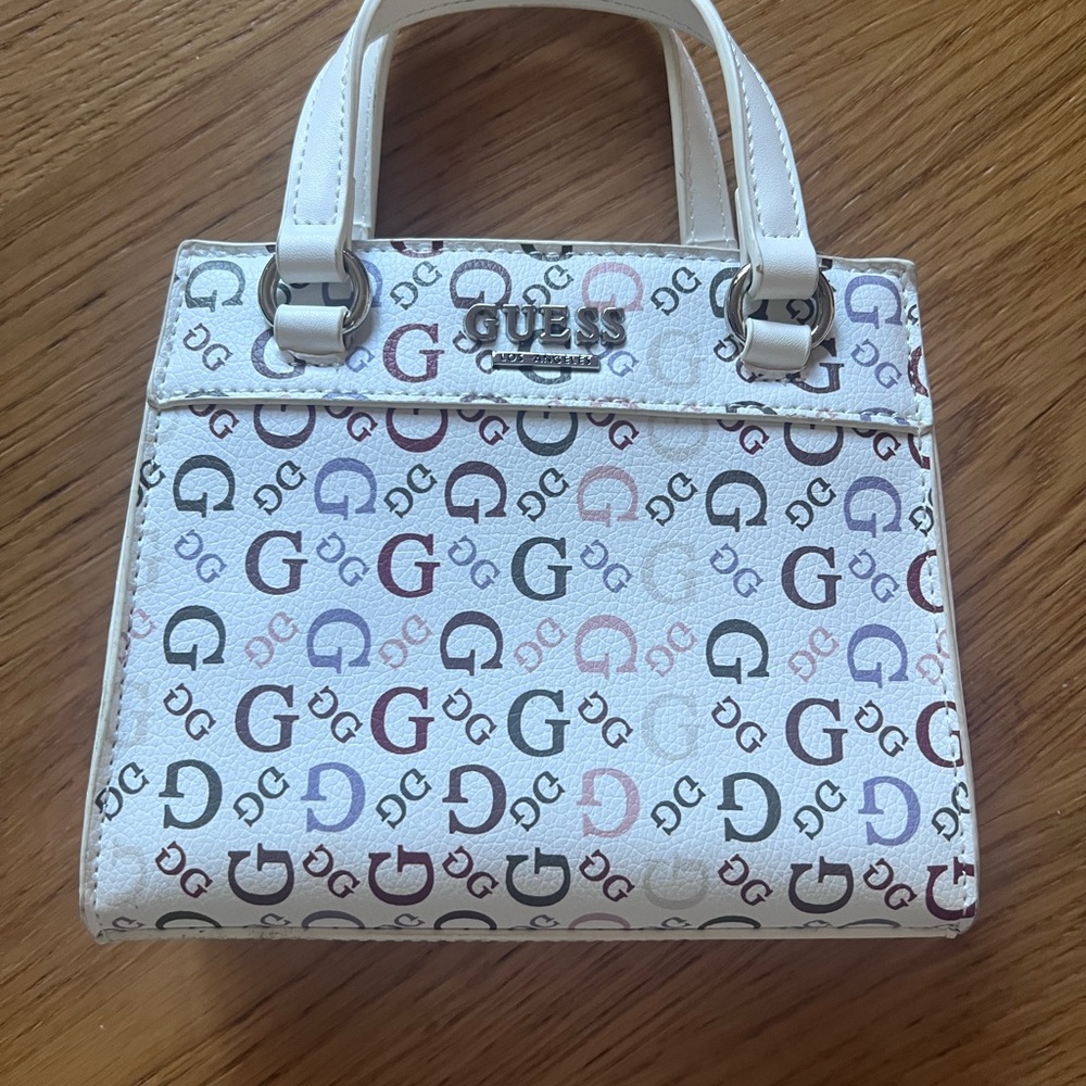 Guess White Taylor crossbody mini bag Multicolor Logo